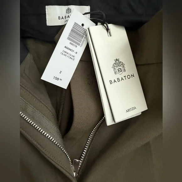NWT Aritzia Babaton Dark Olive Pants - size 2 - Picture 3 of 6